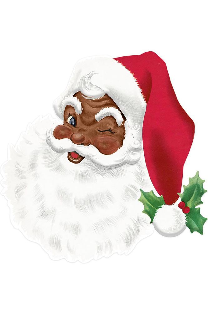 12" Metal Embossed African Santa Face - Michelle's aDOORable Creations - Wooden/Metal Signs