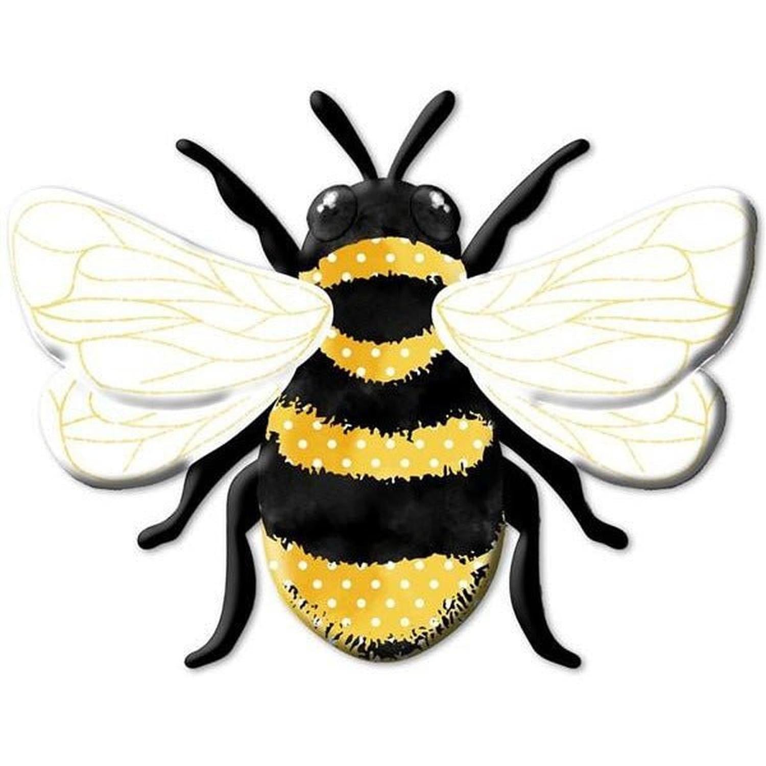 12" Metal Embossed Bee Hanger: Yellow