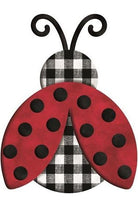 12" Metal Embossed Ladybug Hanger: Plaid Check - Michelle's aDOORable Creations - Wooden/Metal Signs