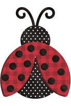 12" Metal Embossed Ladybug Hanger: Polka Dot/Plaid - Michelle's aDOORable Creations - Wooden/Metal Signs