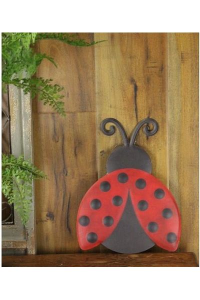 12" Metal Embossed Ladybug Hanger: Solid - Michelle's aDOORable Creations - Wooden/Metal Signs