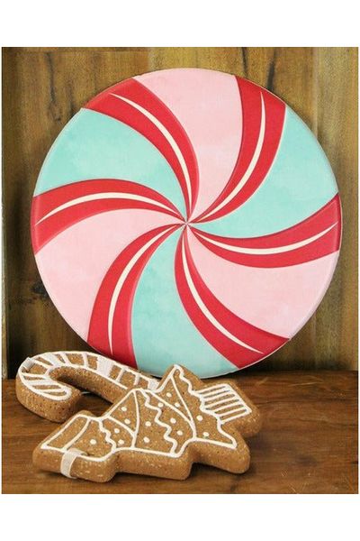 12" Metal Embossed Peppermint Candy: Pink/Red - Michelle's aDOORable Creations - Wooden/Metal Signs