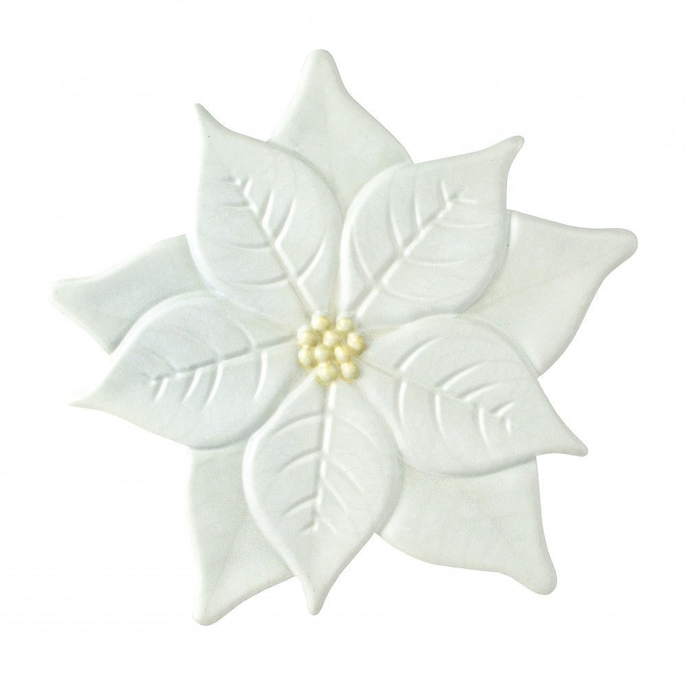 Shop For 12" Metal Embossed Poinsettia: White at Michelle's aDOORable Creations