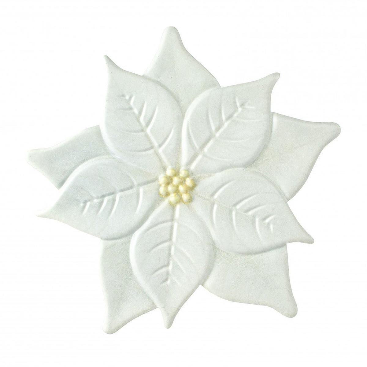 Shop For 12" Metal Embossed Poinsettia: White at Michelle's aDOORable Creations