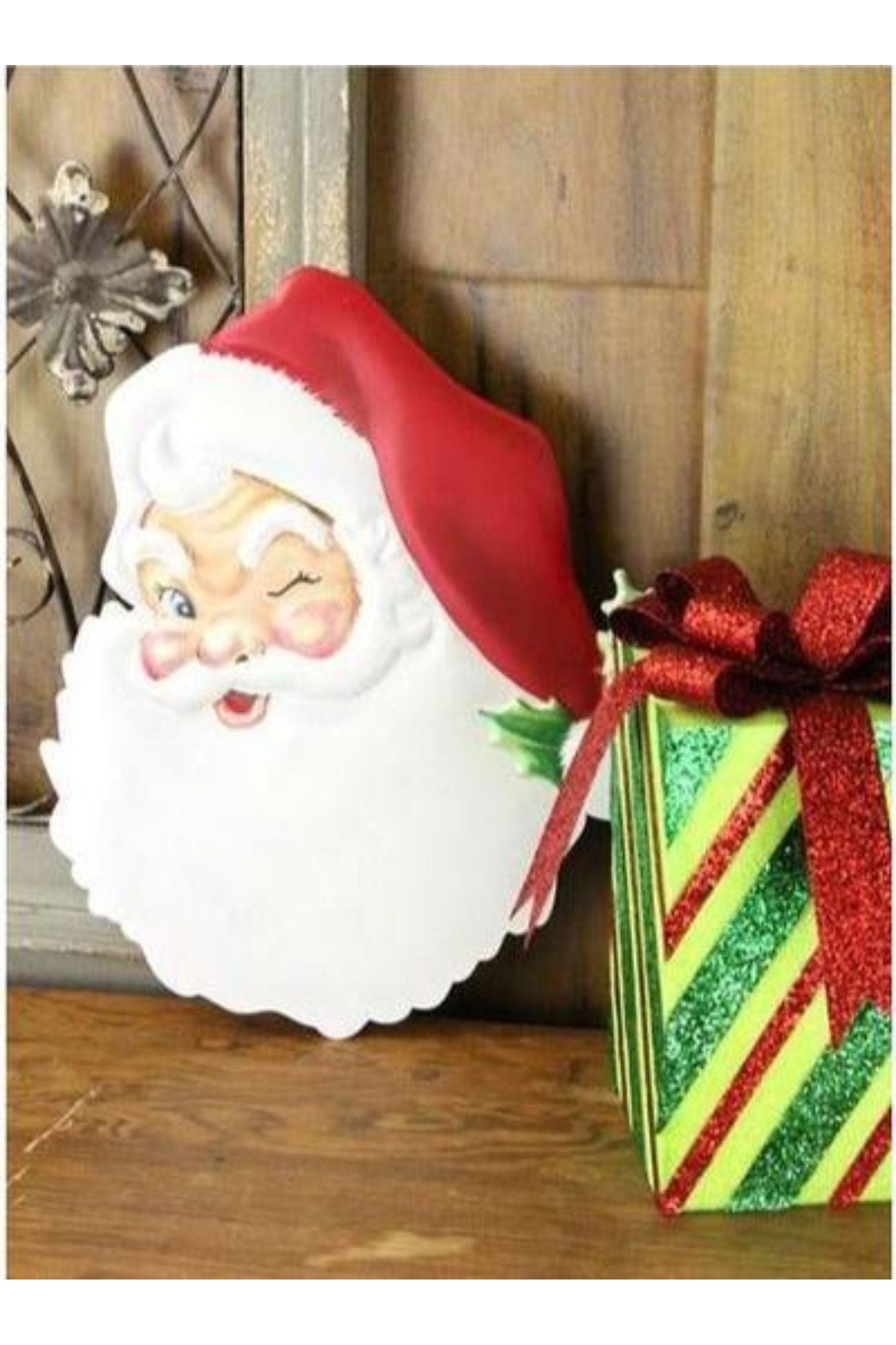 Shop For 12" Metal Embossed Santa Face at Michelle's aDOORable Creations