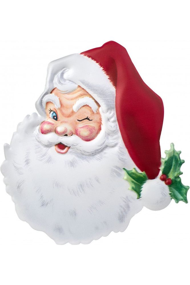 12" Metal Embossed Santa Face - Michelle's aDOORable Creations - Wooden/Metal Signs