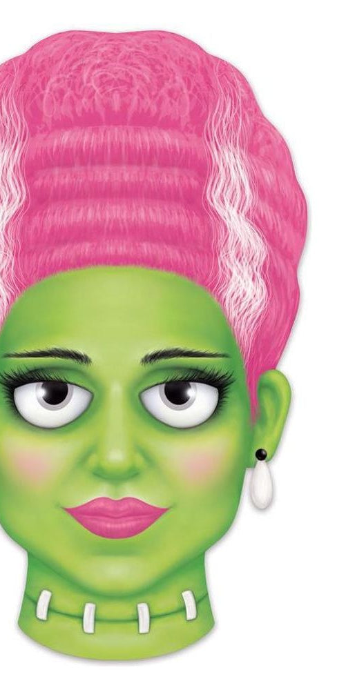 12" Metal Embossed Sign: Mrs. Frankenstein (Pink) - Michelle's aDOORable Creations - Halloween Decor