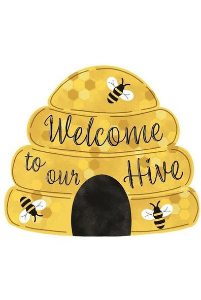 12" Metal Embossed Sign: Welcome To Our Hive - Michelle's aDOORable Creations - Wooden/Metal Signs