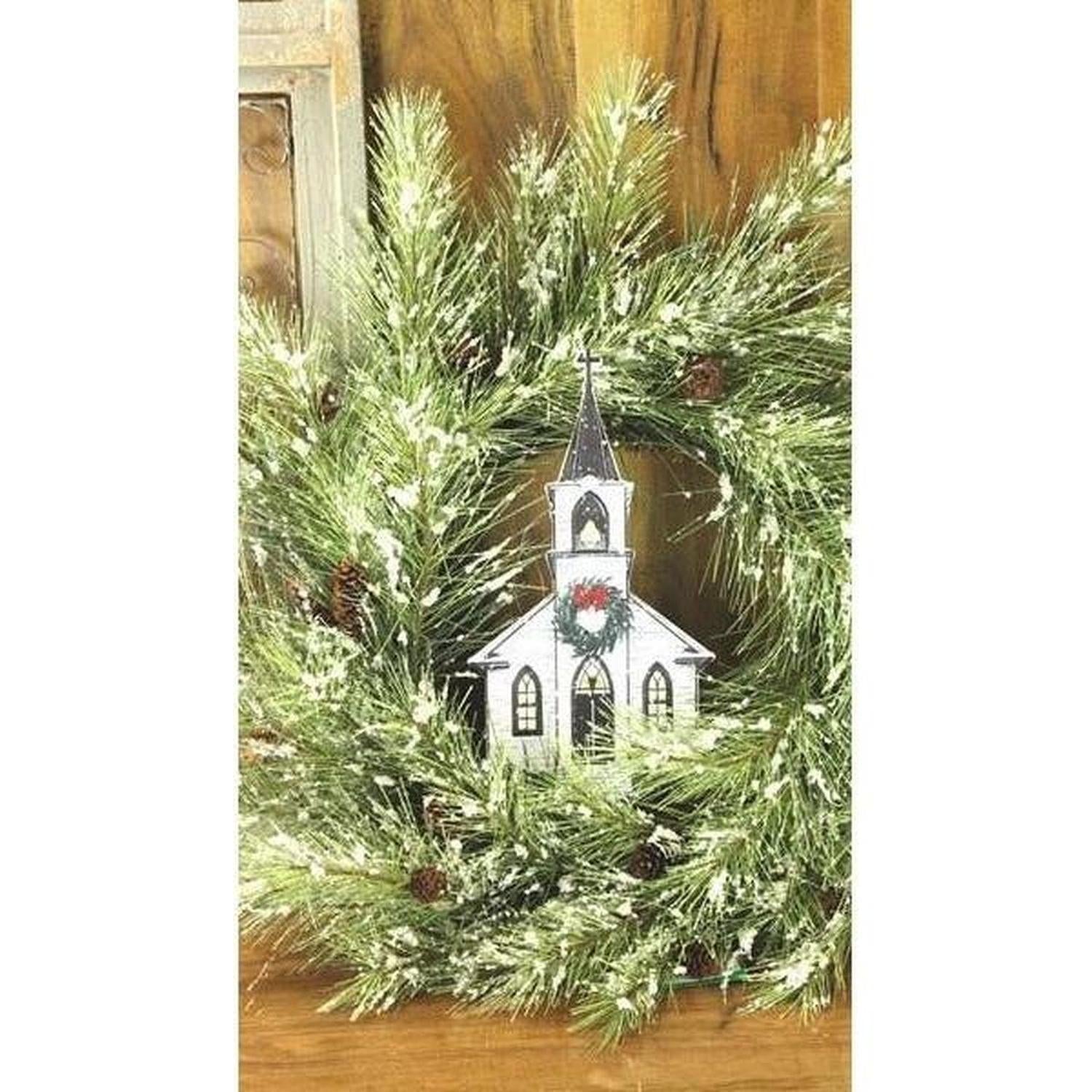 Shop For 12" Metal Embossed Sign: Winter Church at Michelle's aDOORable Creations