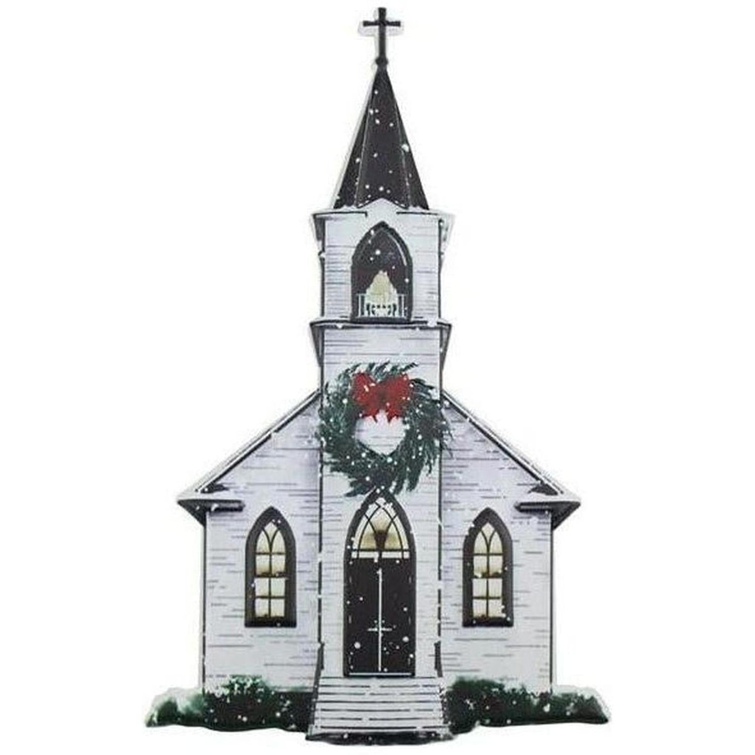 Shop For 12" Metal Embossed Sign: Winter Church at Michelle's aDOORable Creations