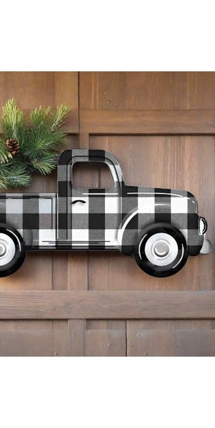 12" Metal Embossed Truck: Black/White Check - Michelle's aDOORable Creations - Wooden/Metal Signs
