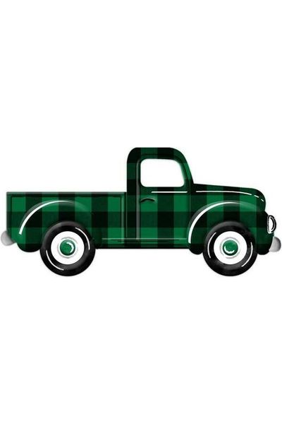 Shop For 12" Metal Embossed Truck: Emerald Green/Black Check MD067006