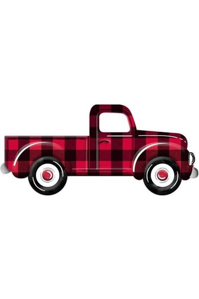 Shop For 12" Metal Embossed Truck: Red/Black Check at Michelle's aDOORable Creations