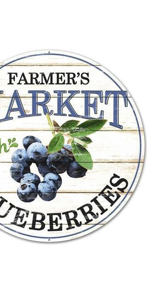 12" Metal Farmer's Market Sign: Blueberries - Michelle's aDOORable Creations - Wooden/Metal Signs