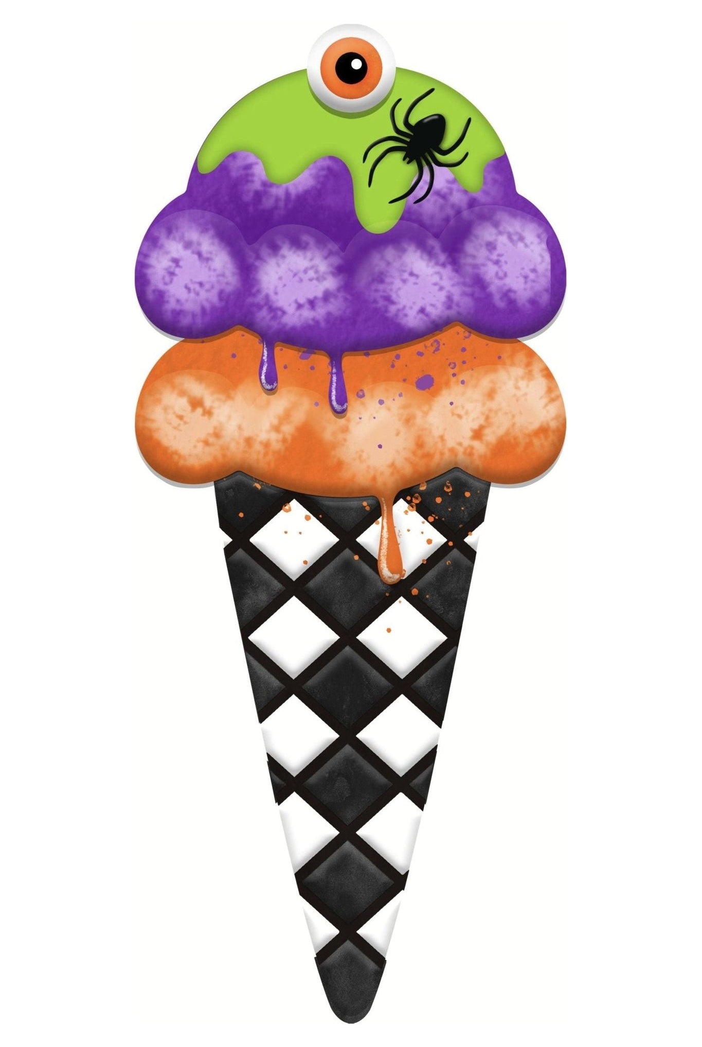 12" Metal Halloween Ice Cream Cone Sign - Michelle's aDOORable Creations - Halloween Decor