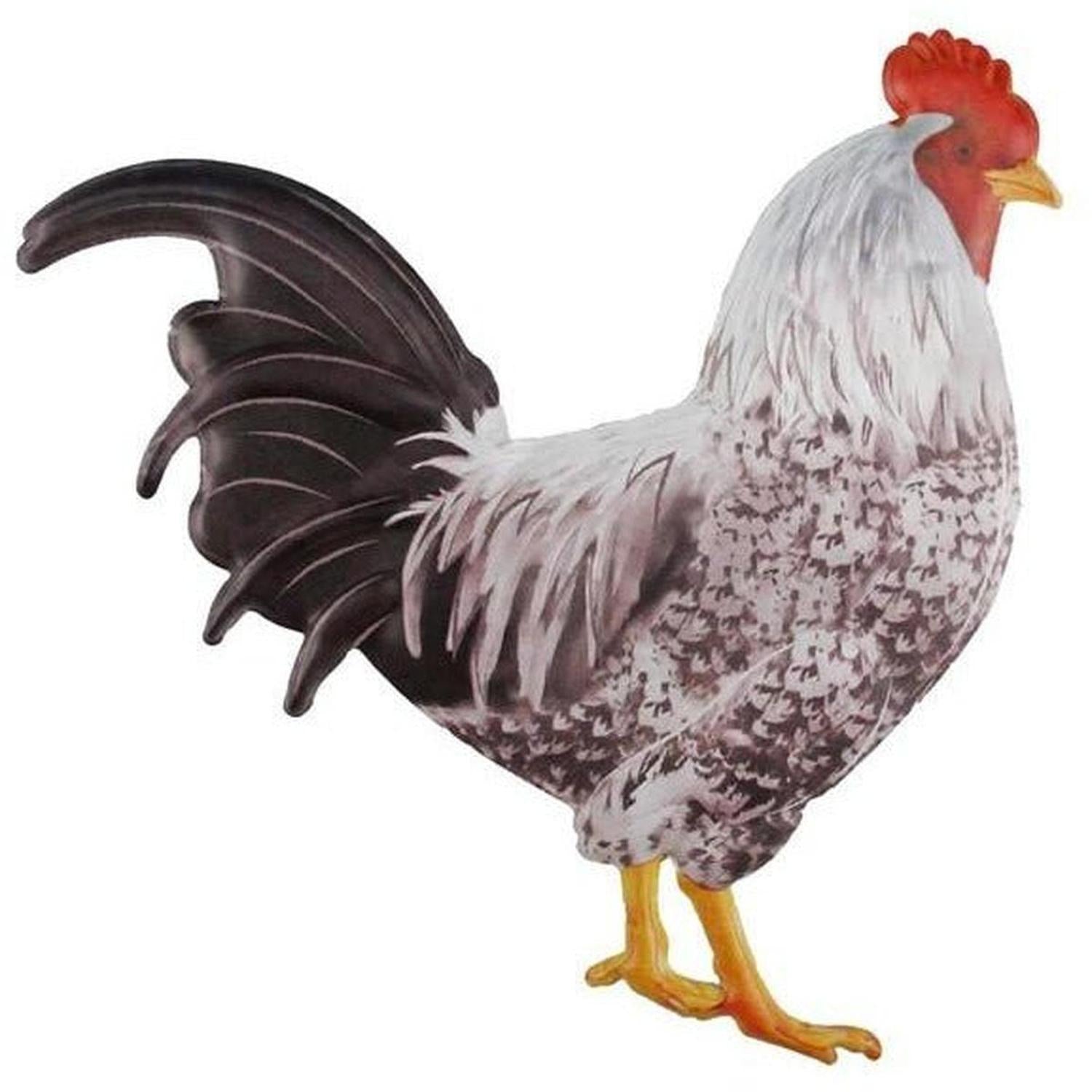 12" Metal Rooster Hanger: Black/White