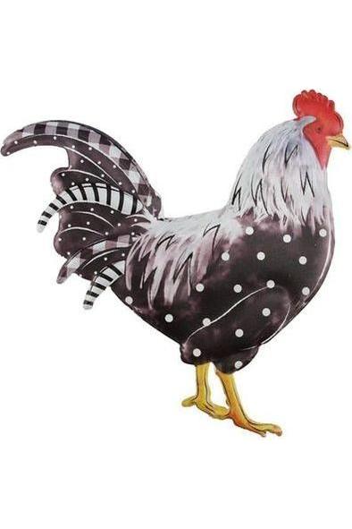 Shop For 12" Metal Rooster Hanger: Black/White Polka Dots at Michelle's aDOORable Creations