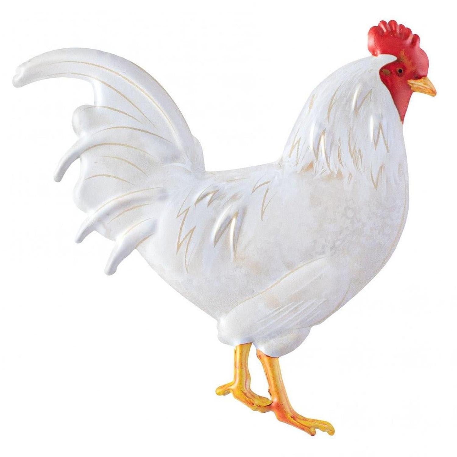 12" Metal Rooster Hanger: White