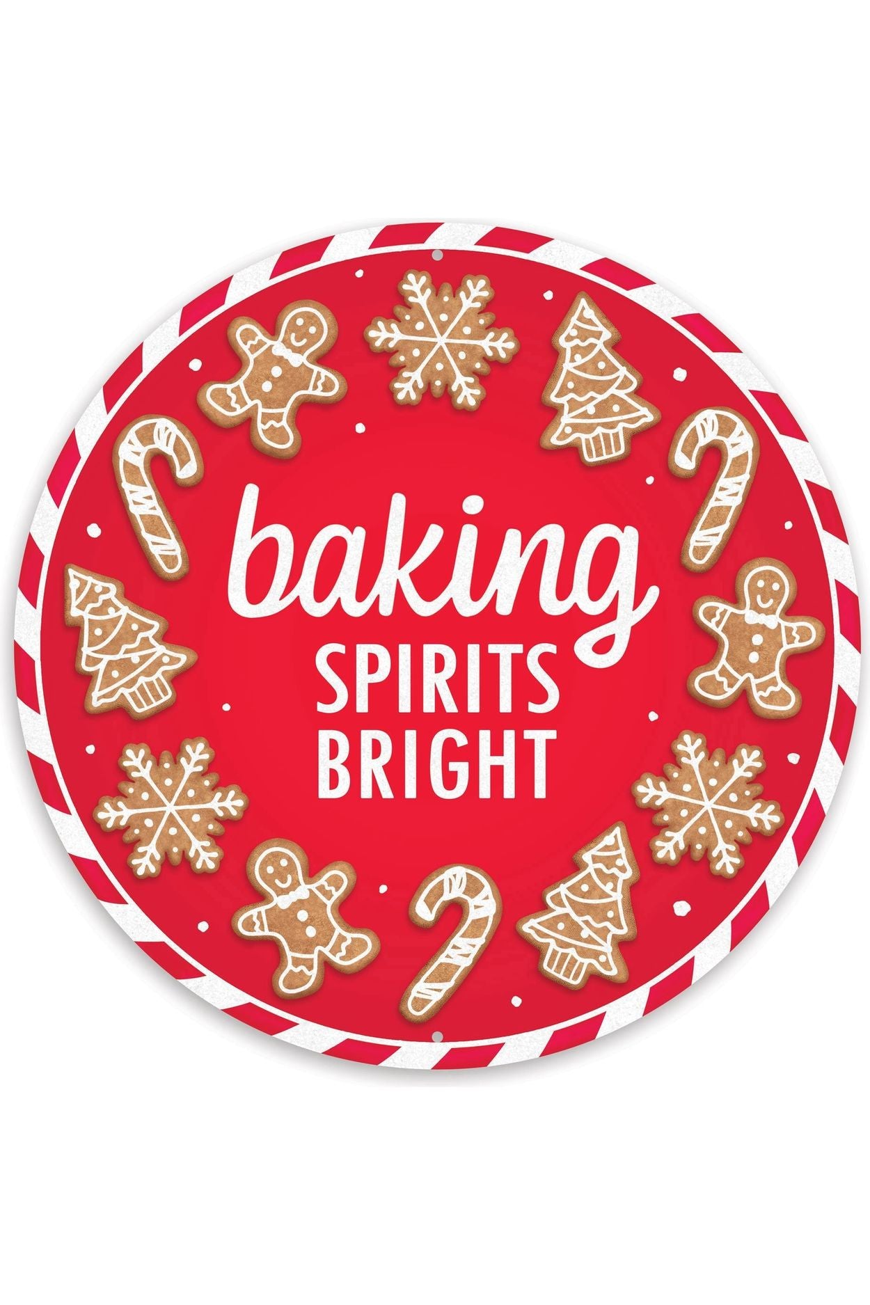 12" Metal Round Sign: Baking Spirits Bright - Michelle's aDOORable Creations - Wooden/Metal Signs