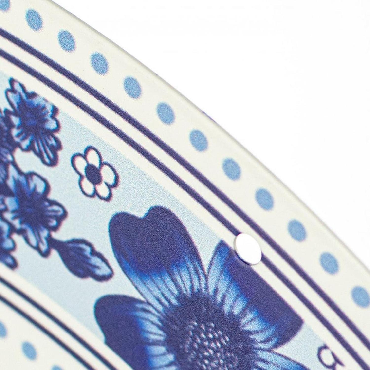 12" Metal Round Sign: Welcome Blue Floral