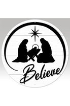 12" Metal Sign: Believe Nativity Scene - Michelle's aDOORable Creations - Wooden/Metal Signs