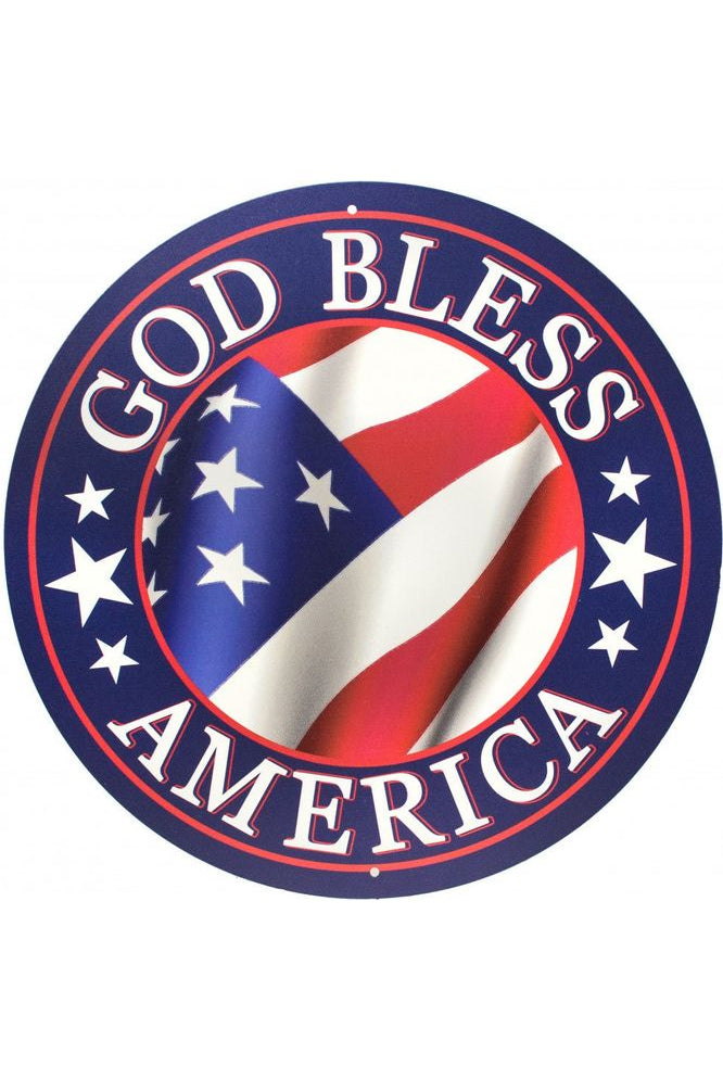 12" Metal Sign: God Bless America Blue - Michelle's aDOORable Creations - Wooden/Metal Signs