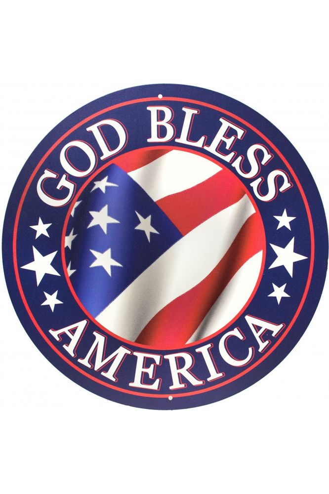 12" Metal Sign: God Bless America Blue - Michelle's aDOORable Creations - Wooden/Metal Signs