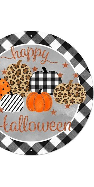 12" Metal Sign: Happy Halloween Pumpkins - Michelle's aDOORable Creations - Wooden/Metal Signs