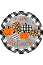 12" Metal Sign: Happy Halloween Pumpkins - Michelle's aDOORable Creations - Wooden/Metal Signs