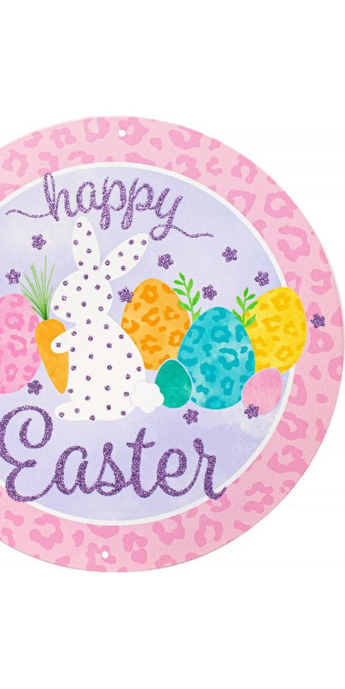 12" Metal Sign: Leopard Happy Easter - Michelle's aDOORable Creations - Wooden/Metal Signs