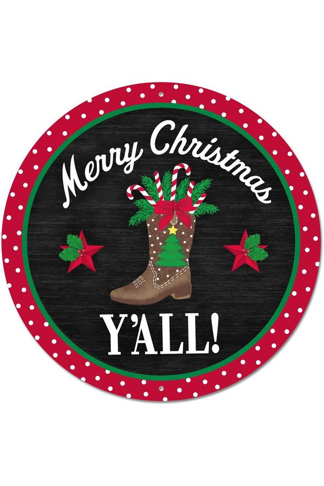 12" Metal Sign: Merry Christmas Yall - Michelle's aDOORable Creations - Wooden/Metal Signs