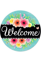 Shop For 12" Metal Sign: Welcome with Flowers MD1013