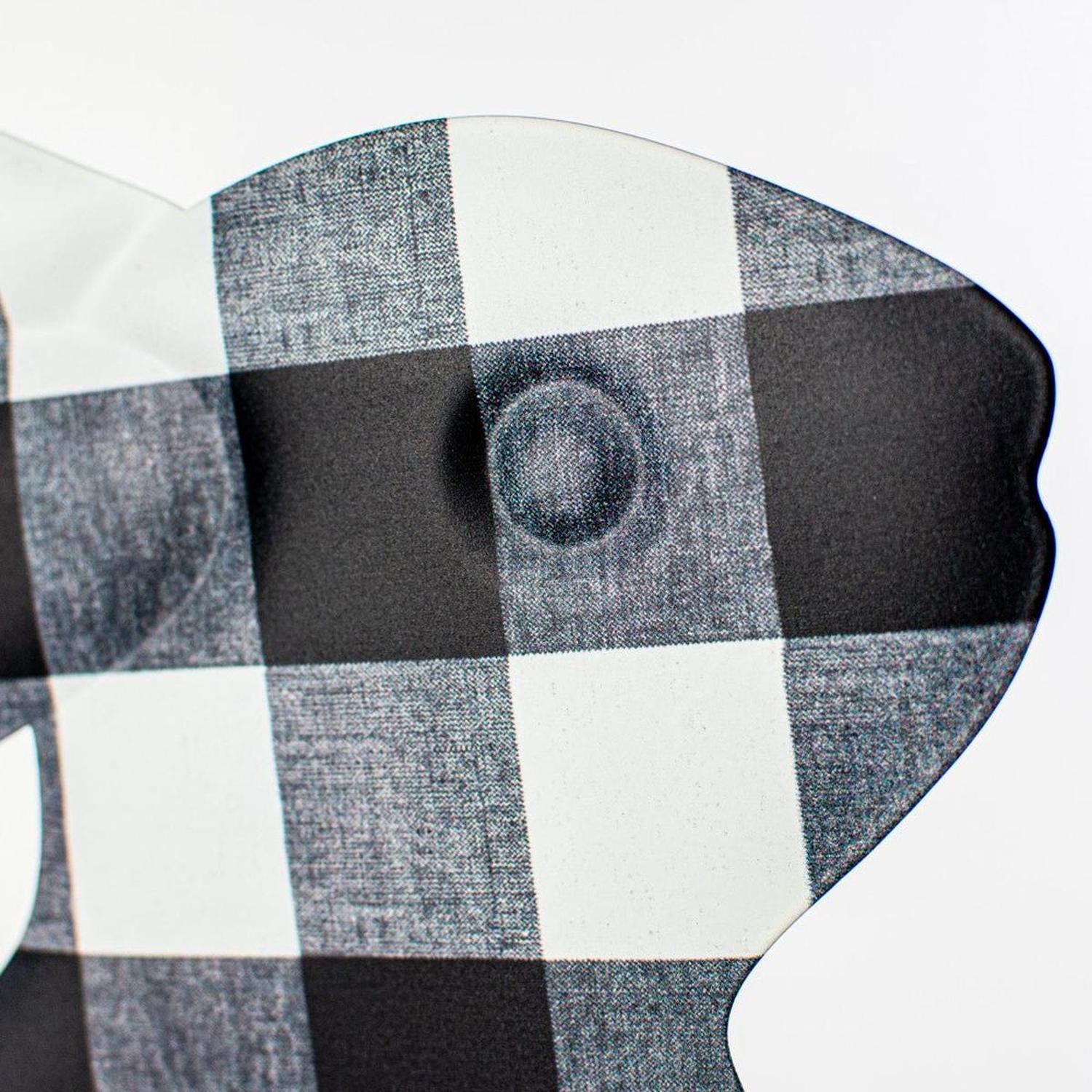 12" Metal Sitting Bunny: Black/White