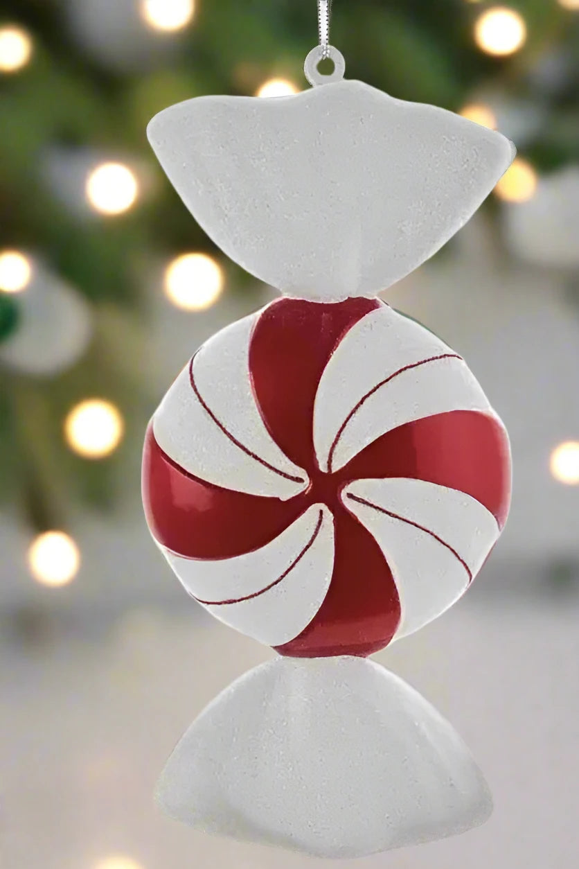 Shop For 12" Red and White Peppermint Candy Ornament at Michelle's aDOORable Creations