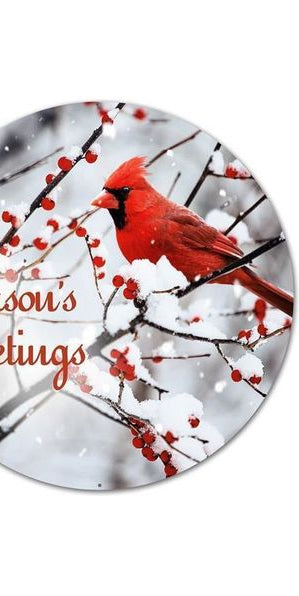 12" Red Christmas Cardinal Season's Greeting Sign - Michelle's aDOORable Creations - Wooden/Metal Signs
