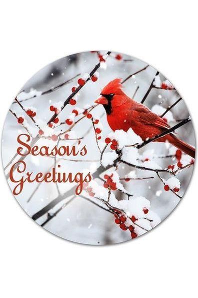 Shop For 12" Red Christmas Cardinal Season's Greeting Sign at Michelle's aDOORable Creations
