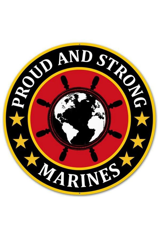 12" Round Military Sign: Proud and Strong Marines - Michelle's aDOORable Creations - Wooden/Metal Signs