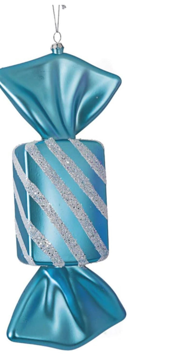12" Striped Candy Ornament (Teal) - Michelle's aDOORable Creations - Holiday Ornaments