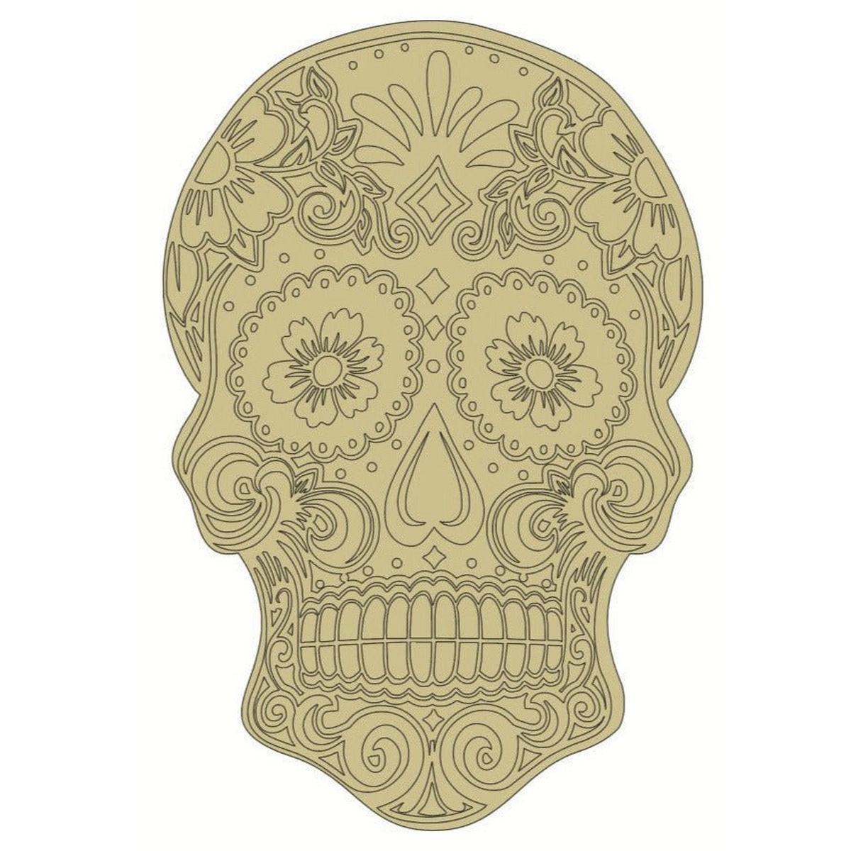 Shop For 12" Sugar Skull (Floral Eyes) Wood Cutout - Unfinished Wood at Michelle's aDOORable Creations