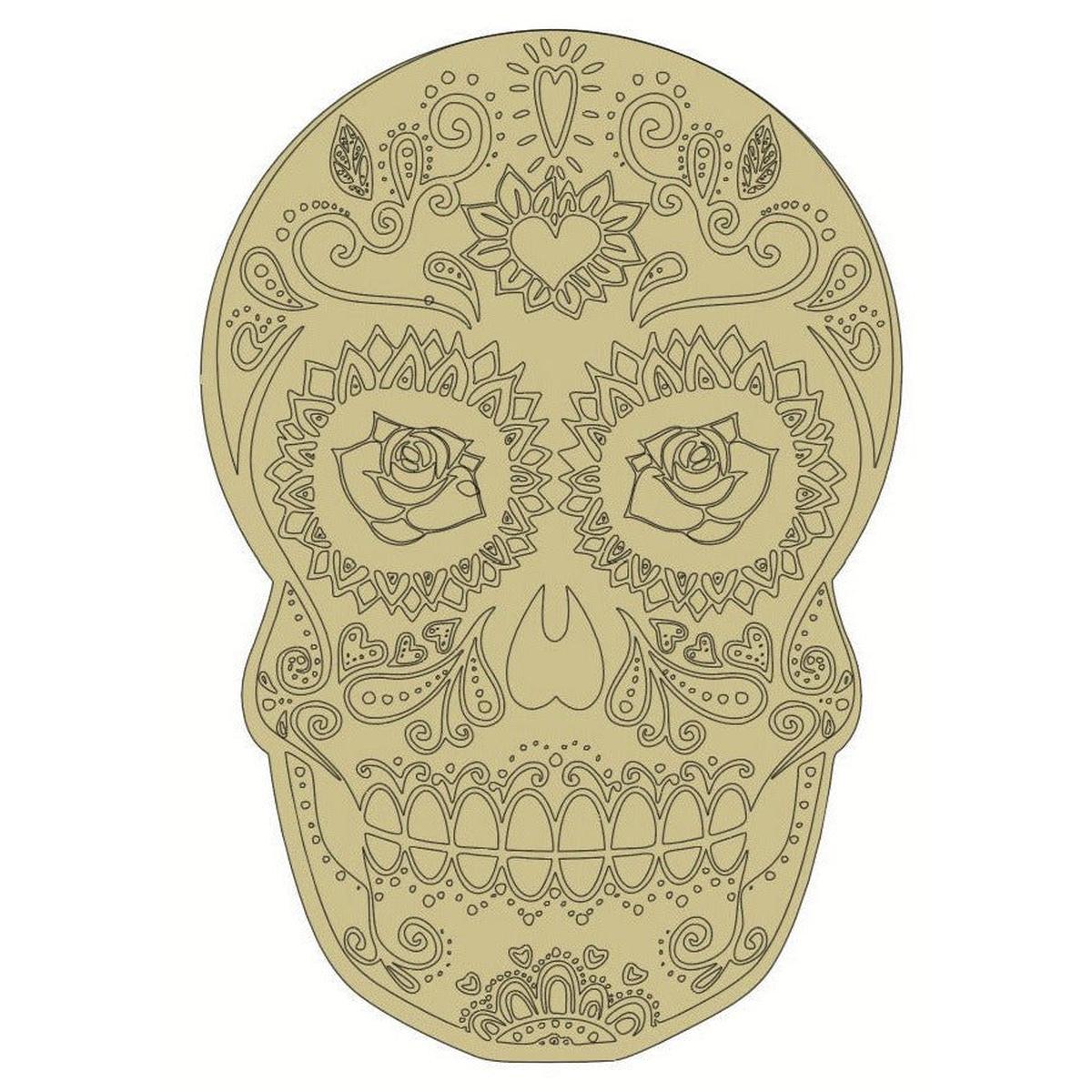 Shop For 12" Sugar Skull (Rose Eyes) Wood Cutout - Unfinished Wood at Michelle's aDOORable Creations