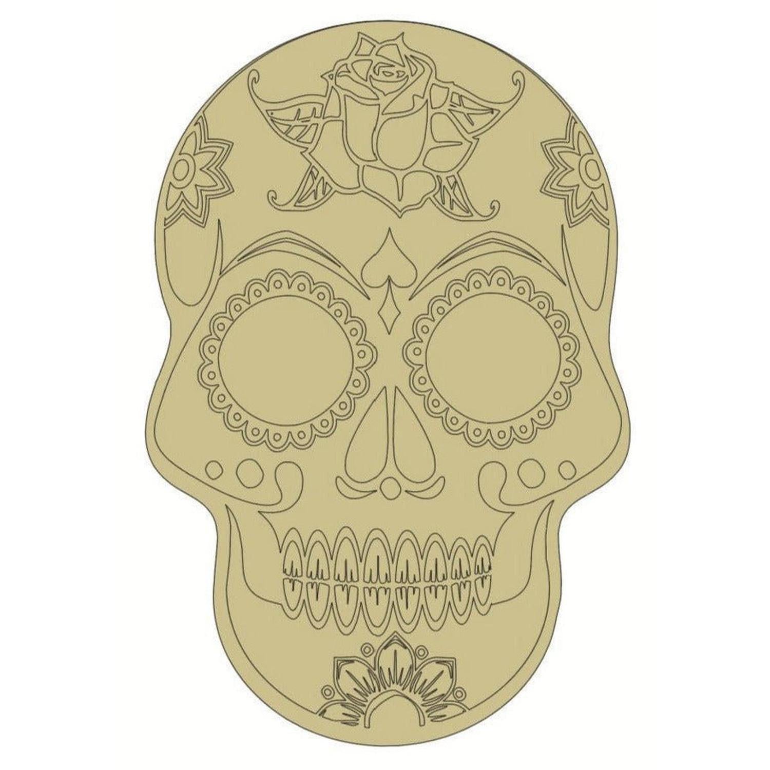 Shop For 12" Sugar Skull (Rose Head) Wood Cutout - Unfinished Wood at Michelle's aDOORable Creations