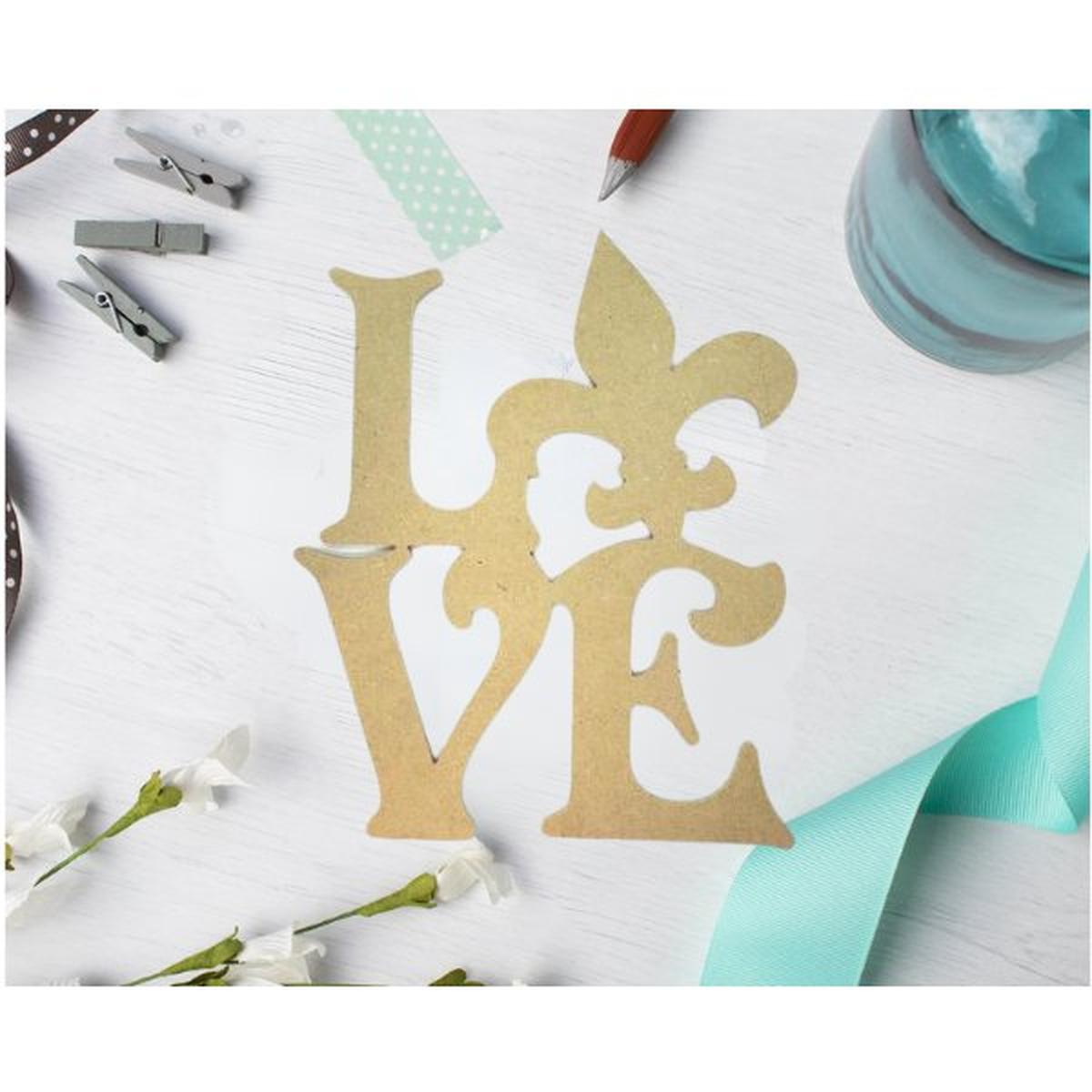 Shop For 12" Unpainted MDF Love Fleur De Lis Wood Cutout at Michelle's aDOORable Creations