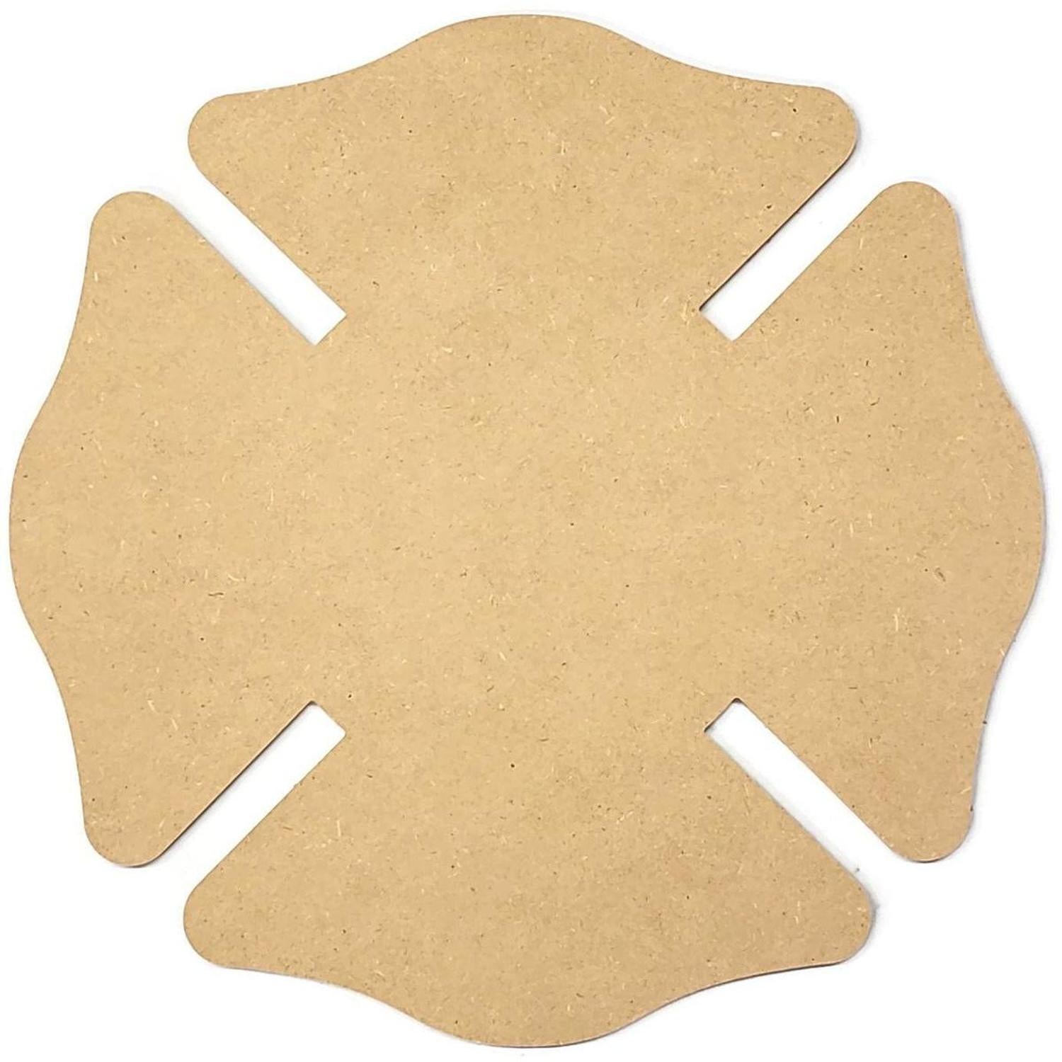 12" Unpainted MDF Wood Fireman Maltese Cross Cutout