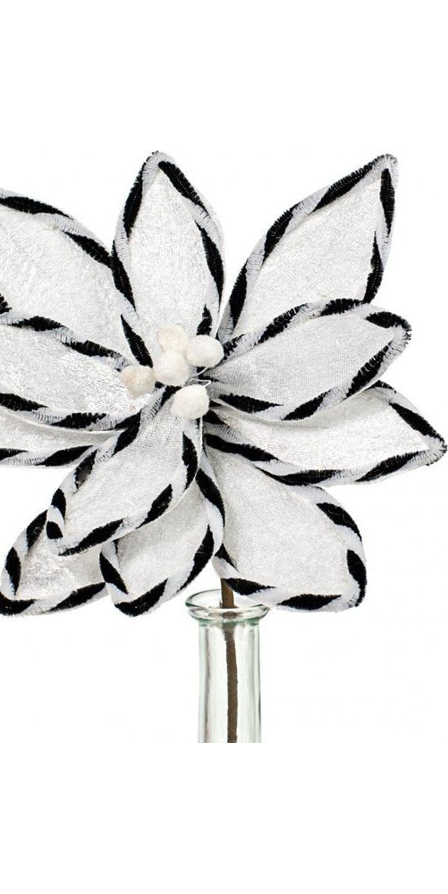 12" White Velvet Poinsettia Pick - Michelle's aDOORable Creations - Poinsettia