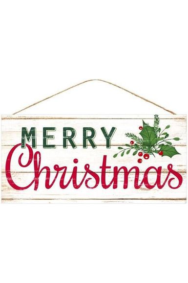 12" Wood Sign: Cream Merry Christmas - Michelle's aDOORable Creations - Wooden/Metal Signs
