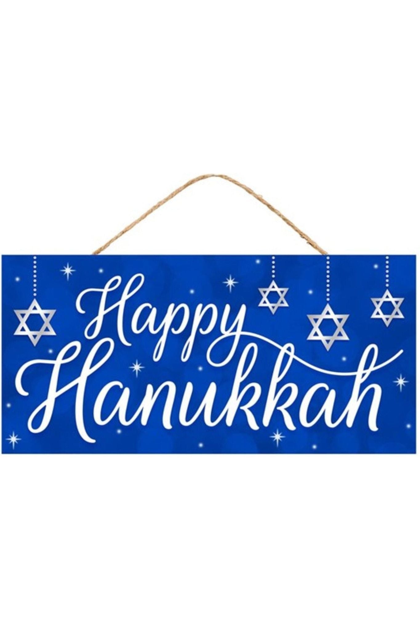 12" Wood Sign: Happy Hanukkah Blue - Michelle's aDOORable Creations - Wooden/Metal Signs