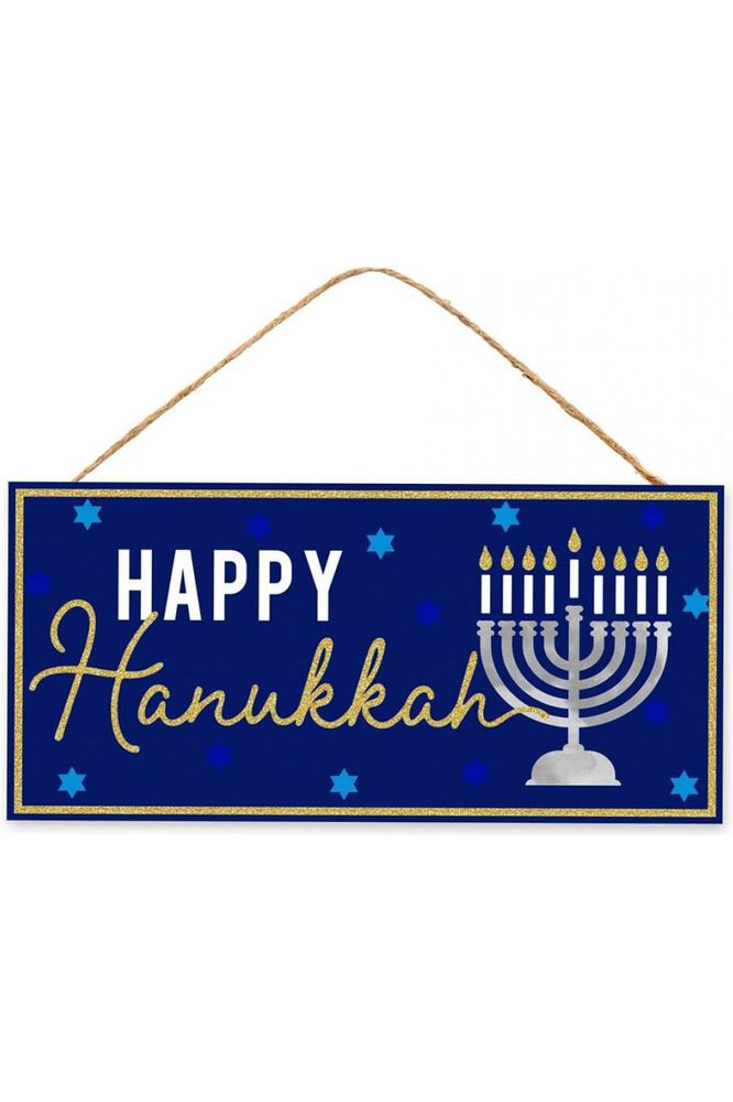 Shop For 12" Wood Sign: Happy Hanukkah Glitter AP8964