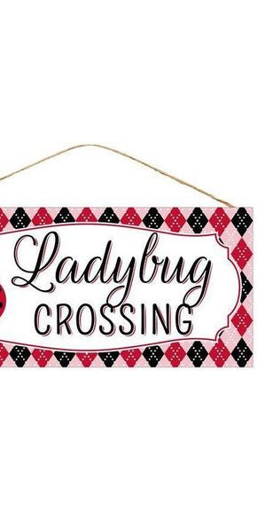 12" Wood Sign: Ladybug Crossing - Michelle's aDOORable Creations - Wooden/Metal Signs
