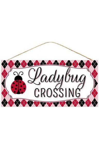 Shop For 12" Wood Sign: Ladybug Crossing at Michelle's aDOORable Creations