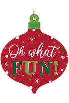 12" Wooden Ornament Sign: Oh What Fun - Michelle's aDOORable Creations - Wooden/Metal Signs
